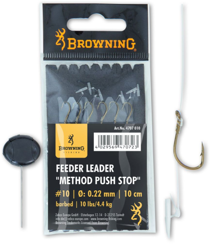 BROWNING PRZYPON FEEDER METHOD PUSH STOP BRAZOWY 7,5LBS 0,20MM 10CM 6SZT www.rob-tar.pl