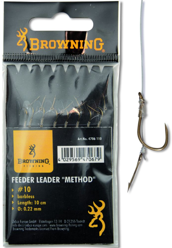 BROWNING PRZYPON FEEDER METHOD Z IGLA DO KULKI BRAZOWY 10LBS 0,22MM 10CM 8SZT www.rob-tar.pl