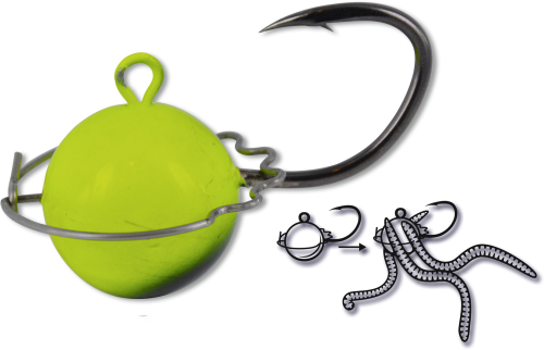 GLÓWKA JIGOWA WORMBALL CZARNY/ZÓLTY 150G  www.rob-tar.pl