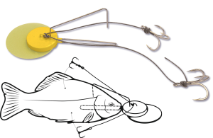 PRZYPON DEAD BAIT JIG ZÓLTY 100KG #2/0 75 gr 